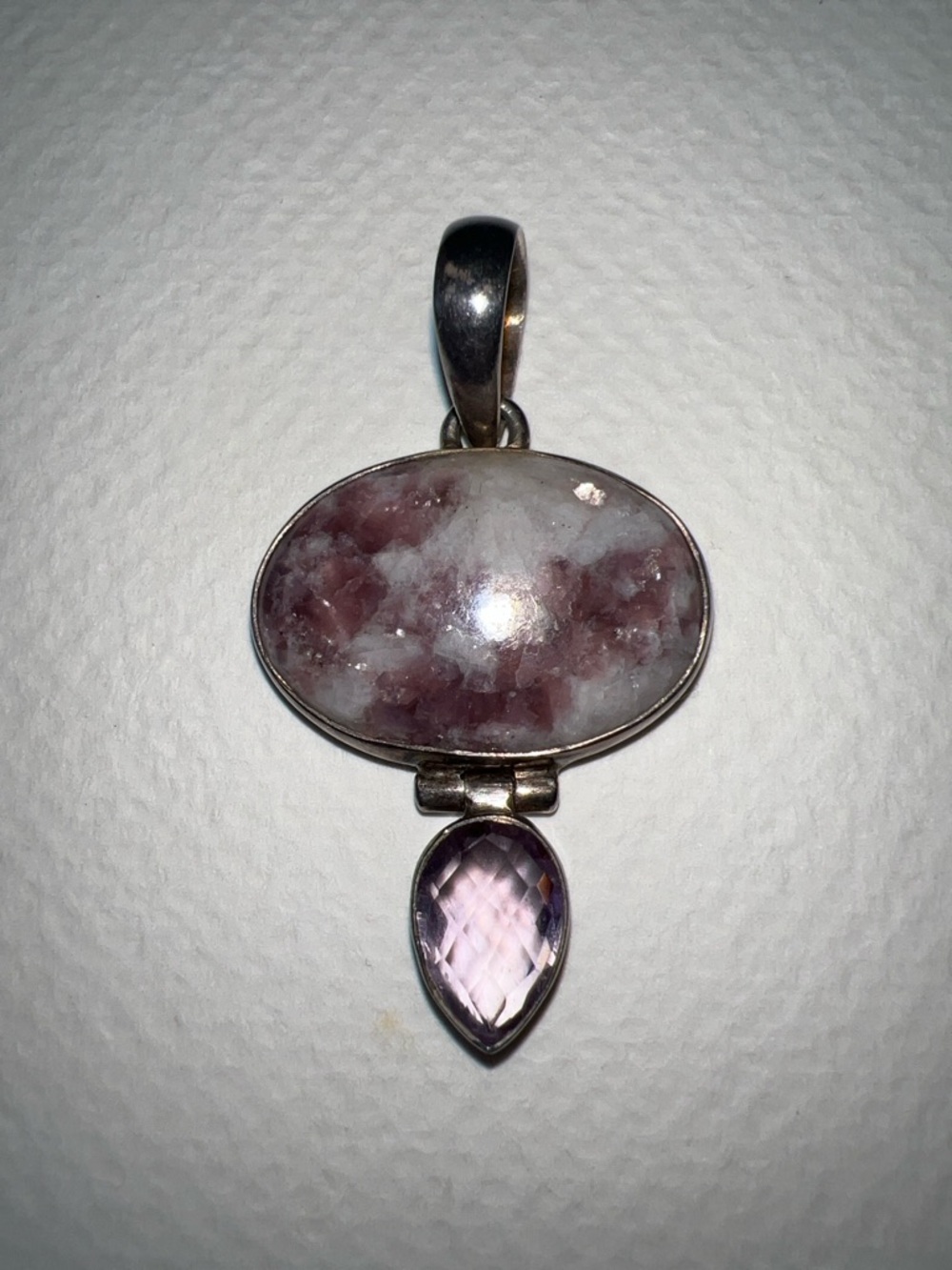 Sterling Silver Pink and Lavender Quartz Pendant